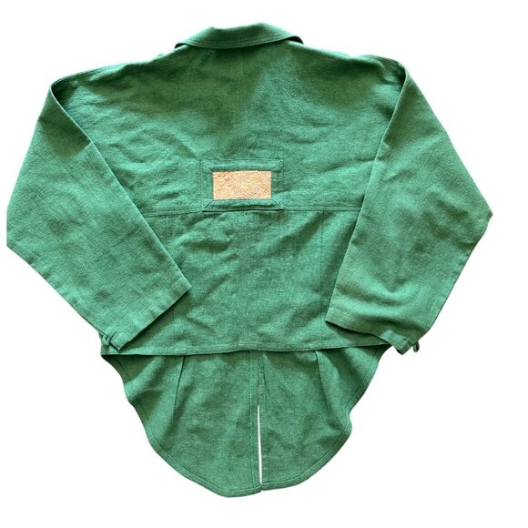 Dancing Ladies lagen look oversized button top green hemp sz L - Picture 3 of 9